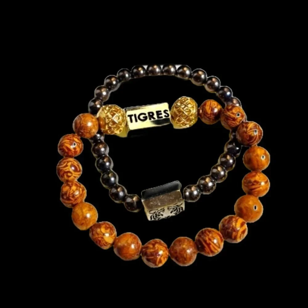 Title: Tigres Bisutería Fina Hematite & Tiger’s Eye Men’s Bracelet Description: